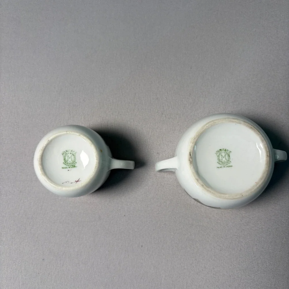 Vintage Noritake Hand Painted Lusterware Floral Creamer and Sugar Bowl Set Japan